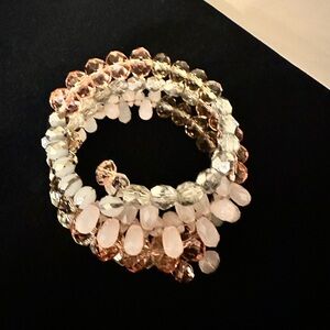 Pink coiled beaded bracelet